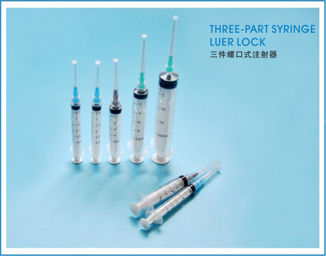 THREE-PART SYRINGE LUER LOCK